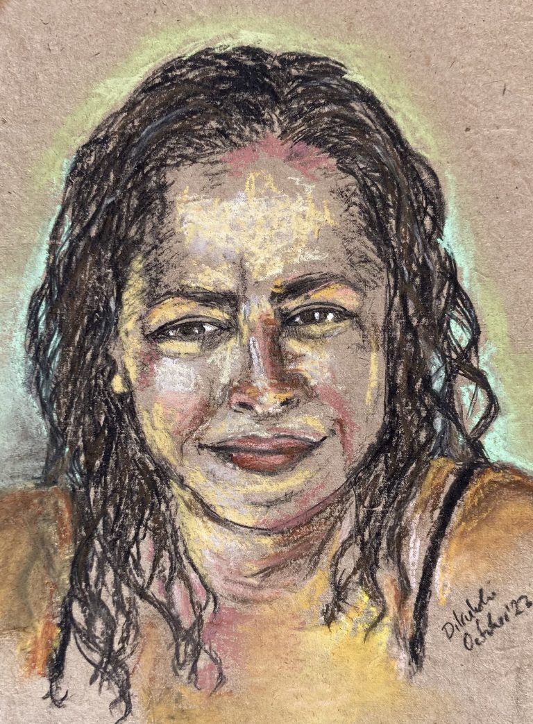 Self portrait in charcoal and pastel