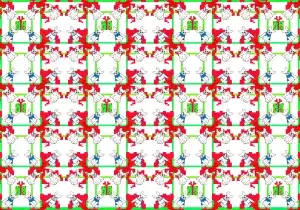 French Bulldogs depsited against a green and red design