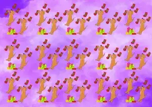 a dog hanging a christmas stocking