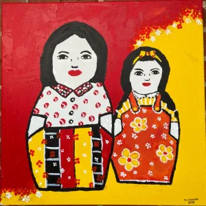 Two Matroushka dolls representing mother and daughter